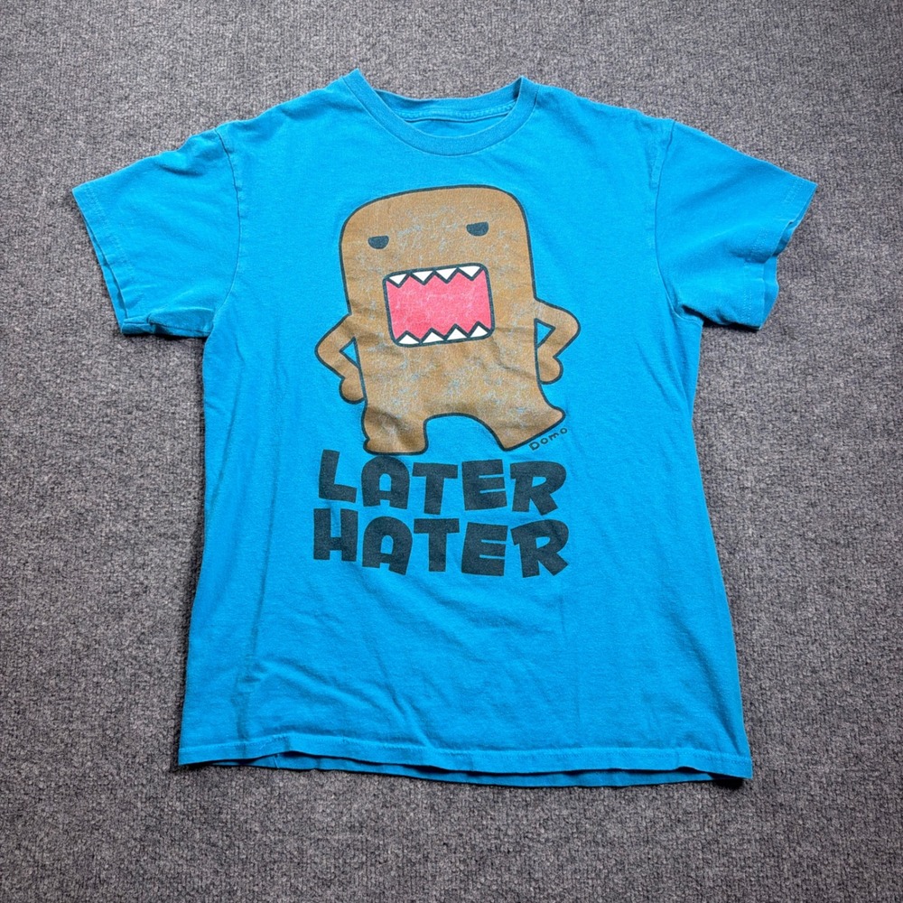 Y2K Domo T-Shirt Medium Blue Later Hater Graphic Print Short Sleeve